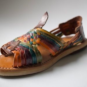 Huarache | Peep Toe Huarache Sandals | Rainbow